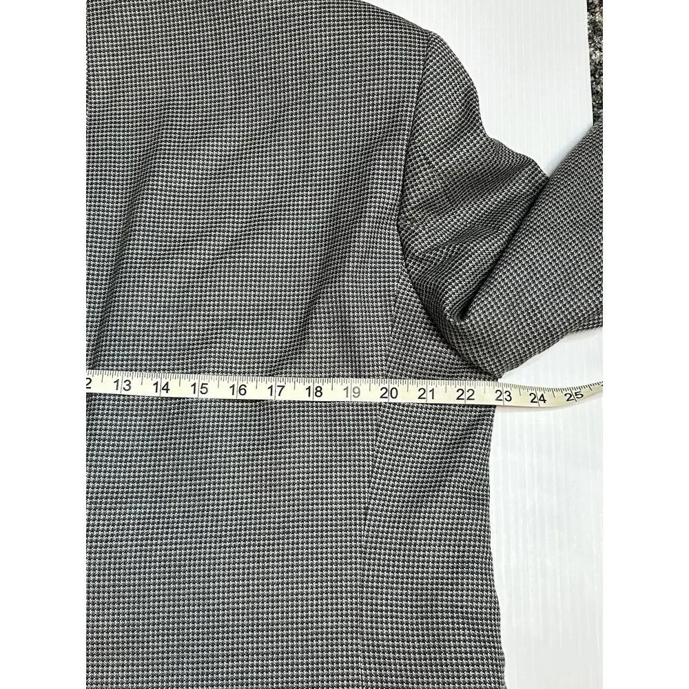 Alan Flusser Mens 42 S Blazer‎ Gray Houndstooth Silk/ Wool Blend Sport Coat